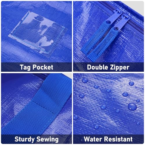 TICONN 2 Pack Extra Large Moving Bags with Zippers & Carrying Handles, Heavy-Duty Storage Tote Moving Boxes for Space Saving (2 PK, 45 Gallon)