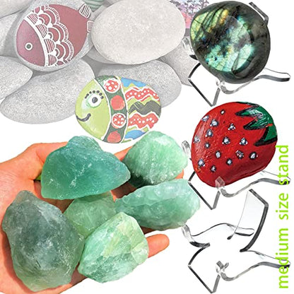 12 PCS Rock Display Stand Mini Acrylic Easel Stands ( 3 Sizes ) Acrylic Rock Holder Rock Stands for Display Multiple Sizes Small Collectibles - Crystal Painted Rock Geodes Rock Mineral Agate Fossil - size: 12 PCS ( 4* large+4* medium+4* small )