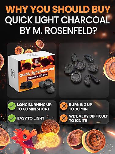 100 pcs Charcoal Discs to Burn Incense - Hookah Charcoal Hookah Coals for Hookah - Quick Light Charcoal Tablets - 33 mm Premium Quality Incense Charcoal Discs - Pack of 100 - color: 100 Pcs Quick Light Coals