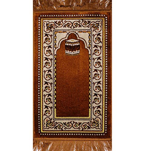 Modefa Turkish Velvet Prayer Rug | Small Child Toddler Size Namaz Sajadah Janamaz | Kb (Golden Brown) - color: Golden Brown