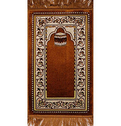 Modefa Turkish Velvet Prayer Rug | Small Child Toddler Size Namaz Sajadah Janamaz | Kb (Golden Brown) - color: Golden Brown