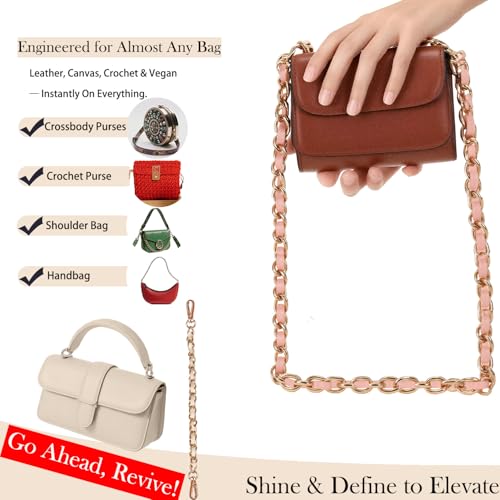 2 Pcs Purse Chain Strap, 47" Gold Chain with Leather, Crossbody Bag Replacement Straps,Handbag Chain for Shoulder Bags - color: White