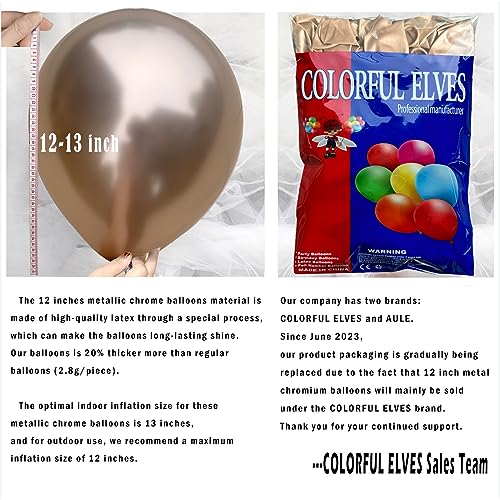 Champagne Gold 12 Inch 100 Pcs Latex Metallic Chrome Balloons Helium Shiny Thicken Balloons Party Decorations (Champagne Gold) - color: Champagne Gold