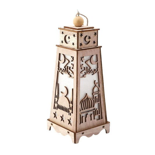 Eforcase Ramadan Lantern Hanging Decorations Wood Table Lamp Ramadan Kareem Tabletop Moon Palace Night Lights Ramadan Decorations Eid Mubarak Ornaments Tabletop Centerpiece Decor Decorative Lamp