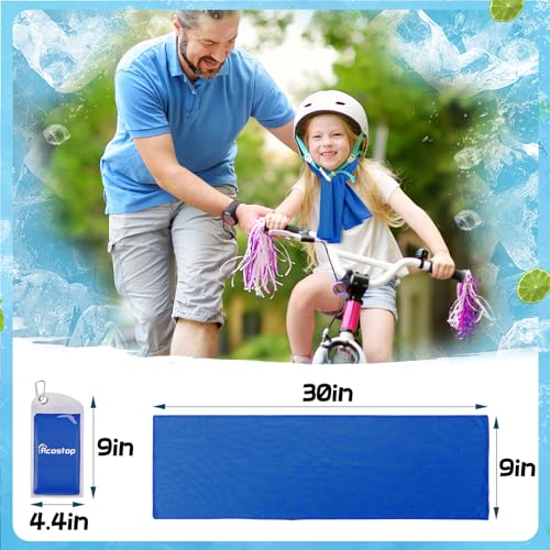 4 Pack Mini Cooling Towels (30"x9") - Kids Cooling Towel, Soft Breathable Cooling Neck Wraps with UPF 50 Sun Protection for Boys Girls Running Exercise Parent-child Activities School Outdoor Sports - color: Blue & Black & Grey & Royal Blue