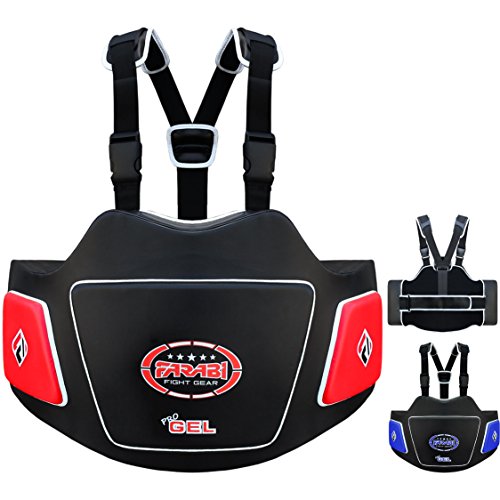 Farabi Body Shield Belly Protector Guard Belly Ribb Protection Training Pad - color: Black/Red