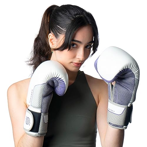 Sanabul Hyperstrike Boxing Gloves for Women, Kickboxing MMA Muay Thai Gloves, Training Sparring Punching Heavy Bag. - color: Purple/White, size: 8 oz