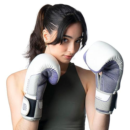 Sanabul Hyperstrike Boxing Gloves for Women, Kickboxing MMA Muay Thai Gloves, Training Sparring Punching Heavy Bag. - color: Purple/White, size: 8 oz
