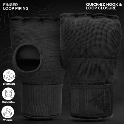 RDX Gel Boxing Hand Wraps Inner Gloves Men Women, Quick 100cm Long Wrist Straps, Elasticated Padded Fist Under Mitts Protection, Muay Thai MMA Kickboxing Martial Arts - color: Full Black, size: Medium
