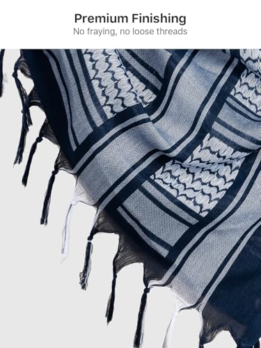 FREE SOLDIER Scarf Military Shemagh Tactical Desert Keffiyeh Head Neck Scarf Arab Wrap with Tassel for Men Women - color: Blue Gray