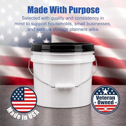 3.5 Gallon Bucket, Food-Grade w/Lid, BPA-Free, Black,3 Packs | Airtight Gamma Seal Screw-On Lid, Heavy-Duty 90 Mil HDPE Plastic, Food Safe and Durable Container, Bulk Storage, Made in USA - color: Black, size: 3 Packs