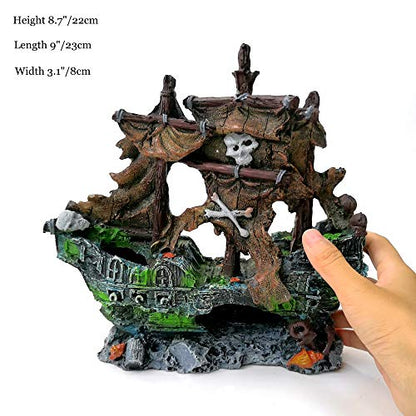 M2cbridge Antique Roman Column Ruins European Castle Aquarium Decorations Fish Tank Hideout Rocks (Pirate Shipwreck) - color: Pirate Shipwreck