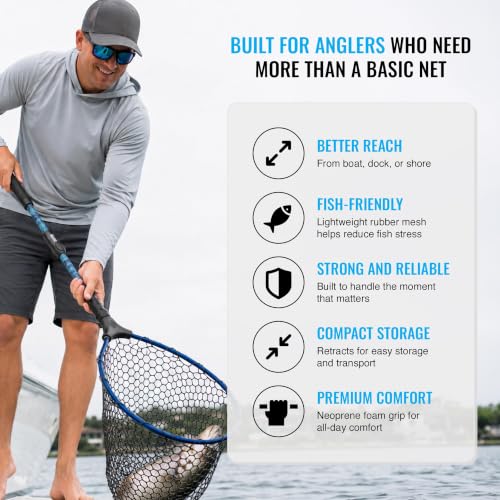 EGO S2 Kryptek Slider Fishing Net, Adjustable, Interchangeable Heads - size: Kryptek 29" to 60" Handle, 17" x 19" Hoop, style: Lightweight Non-tangle Rubber Mesh
