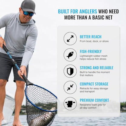 EGO S2 Kryptek Slider Fishing Net, Adjustable, Interchangeable Heads - size: Kryptek 29" to 60" Handle, 17" x 19" Hoop, style: Lightweight Non-tangle Rubber Mesh