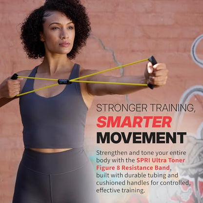 SPRI Ultra Toner Resistance Band, Figure-8 Cord (Multi 4-Pack) | Figure-8 Resistance Cord | Arms, Shoulders & Upper Body | Comfort-Grip Handles | Available in Multiple Resistance Levels