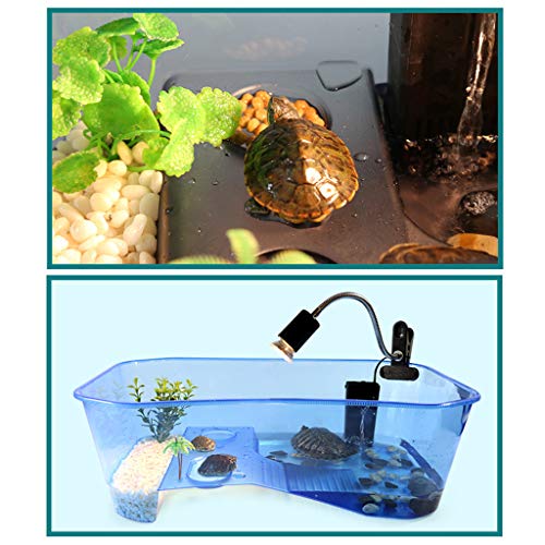 for Turtle Vivarium Box Aquarium for Breeding Box Habitat Tortoise Food Feeding Box with Basking Pl - color: Blue
