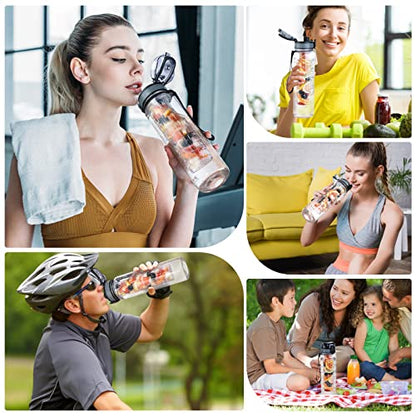 UTEBIT 32 OZ Fruit Infuser Water Bottle, Clear | Time Maker - style: 32OZ