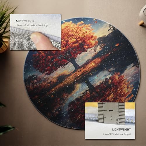 Starry Nature Round Area Rugs 3ft Autumn Tree Starry Night Sky Water Reflection Circular Rugs Washable Non Slip Carpet Large Thin Foldable Low Pile Stain Resistant Throw Mat for Bedroom Office - color: Ydt03, size: 3ft (Round)