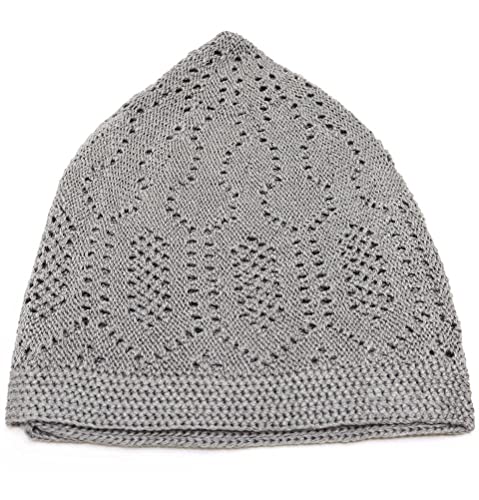 Modefa Turkish Islamic Kufi Takke - Cotton Blend Knit Cap - One Size Fits Most Skullie Beanie Taqiyah - Prayer Cap Muslim Men - color: Grey