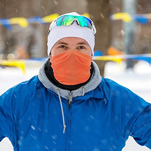 Polar Fleece Neck Warmer - Windproof Winter Neck Gaiter Cold Weather Face Mask For Men Women - 1 Pack - color: 1 Pack Orange