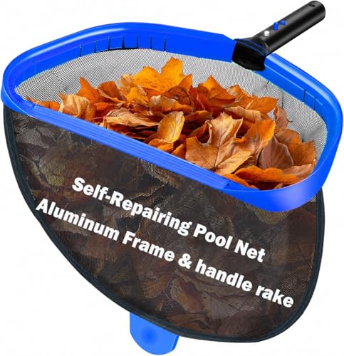 17.5" Pool Skimmer Net, Pool Net Skimmer for Cleaning, Large Deep Replacement Net for Above Ground & Inground Pools, Heavy Duty Aluminum Frame Deep Fine Mesh Swimming Pool Leaf Net, (No Pole) - size: 17.5