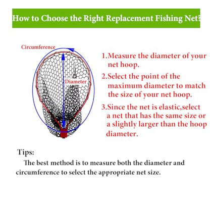 Rubber Fishing Net Replacement Hook Resist Fishing Nets for Fly Fish Landing Net, Trout Nets,Rubber Mesh Bag 4 Size - color: White, size: Fit Hoop Dia.:19.7"-21.6"/Depth:24"/C:62"