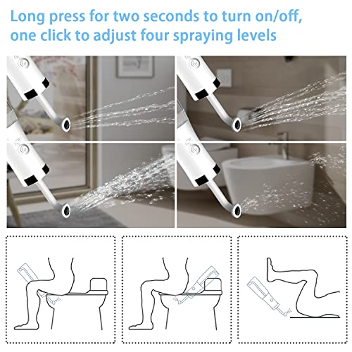 Rechargeable Portable Bidet Sprayer, 4 Pressure Options for Personal Cleaning, Travel Bag Included - Essentials for Postpartum/Perineal/Hemorrhoid Care
