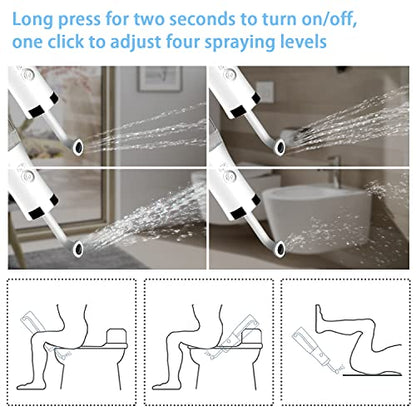 Rechargeable Portable Bidet Sprayer, 4 Pressure Options for Personal Cleaning, Travel Bag Included - Essentials for Postpartum/Perineal/Hemorrhoid Care