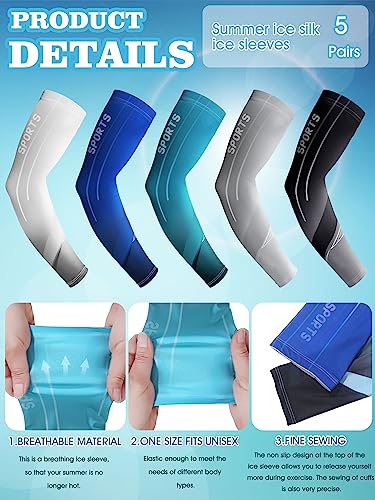 Tisancy 10 Pairs Sun Protection UV Arm Sleeves Cooling Anti Slip Compression Sleeves Sports Polyester Cycling Covers - size: Large, style: Plain Style