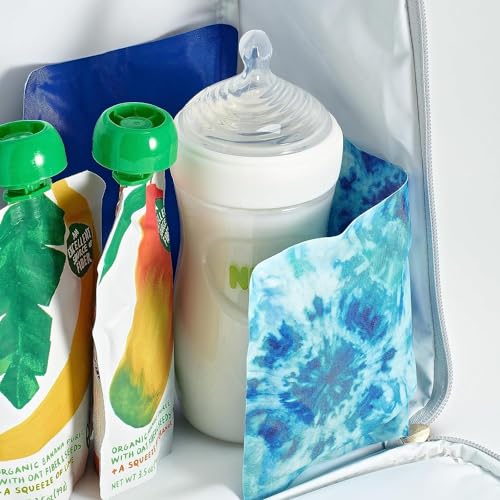Fit & Fresh Cool Coolers 2 Pack Soft Ice for Lunch Bags, Flexible Stretch Nylon, Durable, Reusable Lunch Box Ice Packs, Soft Ice, Reusable Freezer Packs, Lunch Ice, Easy to Clean, Blue Tie Dye - color: Blue Tie Dye (2 Pack), size: Standard