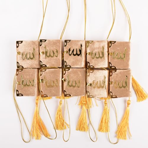 Set of 10 Quran Book for Muslim Favors Quran Book Arabic Hajj Favors Car Hanging Quran Islamic Gift (Cappucino) - color: Cappucino
