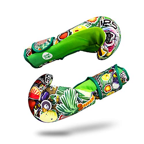 Sticker Bomb Adult Boxing Gloves - color: Dino Jungle, size: 12 OZ