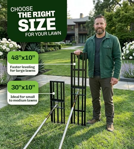Gardease Lawn Leveling Rake, 30" x 10", Heavy Duty Steel Lawn Leveler | 2mm reinforced steel resists bending. Powder-coated rust protection. Easy 3-piece assembly. Lifetime replacement guarantee.