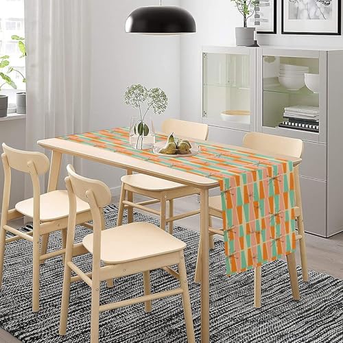 Mid Century Modern Table Runner,Abstract Aesthetic Geometric Mid Century Retro Modern Patterns Printed Linen Table Runner for Kitchen Dining Room Holiday 13x36 Inch - color: Mid Century-3, size: 13x36 Inch