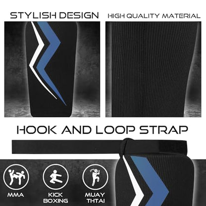 BEAST RAGE Shin Guards for Kickboxing, Instep Sleeves Pads for Muay Thai MMA Training, Martial Arts Boxing, Elasticated Padded Leg Foot Protector for Karate BJJ Taekwondo Gear