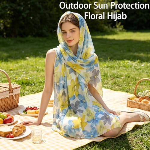 vimate Lightweight Scarf for Women Fashion Head Cover Hijab Cotton Voile Scarf Shawl Wrap for Spring Fall Winter Season - color: K2#.style 40