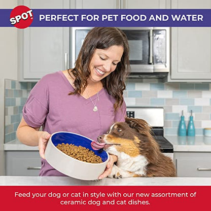 SPOT Standard Crock Dish - Heavy Duty, Non-Slip, Round Ceramic Food/Water Bowl for Pets, Ideal for Medium to Large Dogs or Multiple Animals, Dishwasher Safe - 9.5 in, 8 Cups, (64 Oz) - size: 9.5"