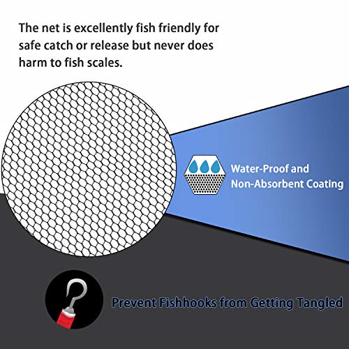 SANLIKE Collapsible Telescopic Fishing Net Rubber Coated Fresh/Salt Water | Rubber Coated Net, Aluminum Pole, Non-Slip Rubber Handle, One-click Storage, Belt Clip, Various Sizes - color: Black, size: Small