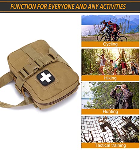 Upgrade Molle Rip Away Ifak Pouch, Tactical Small Belt First Aid Pouch Medical Utility EMT Pouch Only - color: TAN