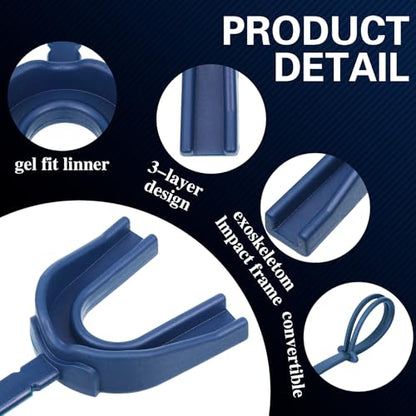 Seematn 40 Pcs Strapped Mouth Guard Bulk Football Mouthguard with Strap Youth Boxing Sports Mouthpieces Adult Mouthguard for Basketball Lacrosse Hockey Wrestling(Blue) - color: Blue