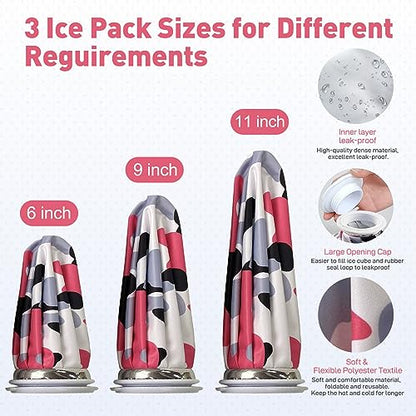 Ice Pack for Injuries Reusable, Ice Bag for Injuries Hot Water Bag for Hot & Cold Therapy, No-Leak Ice Bag with Elastic Breathable Support Wrap, 3 Sizes 6/9/11" - size: 6/9/11 Inch