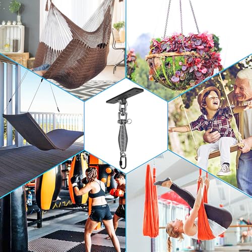 Dolibest Hanging Kits Hammock Chair Hardware, Heavy Duty Swing Hanger with Spring (6MM) for Indoor Outdoor Playground Hanging Chair Hammock Chair Punching Bags, 4 Screws, 4 Expansion Screws - color: Swing Hanger With Spring-1