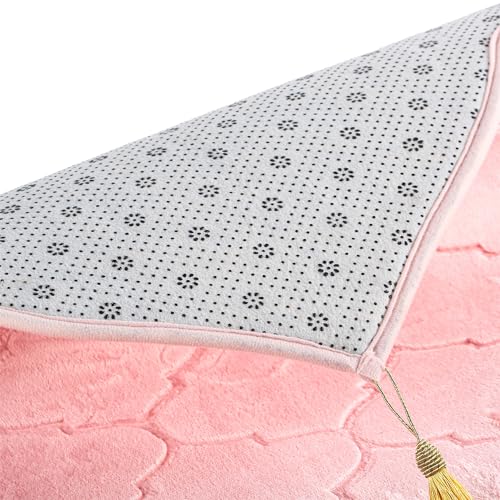 JE JOUE Prayer Rug Muslim Mat Islamic - Thickening Sponge Muslim Rug for Men Women Eid Travel Ramadan, Soft Luxury Great for Knees and Forehead （Pink） - color: Pink