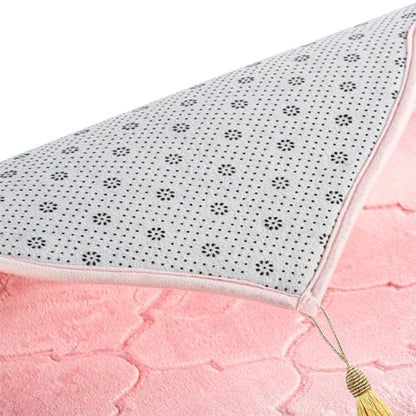 JE JOUE Prayer Rug Muslim Mat Islamic - Thickening Sponge Muslim Rug for Men Women Eid Travel Ramadan, Soft Luxury Great for Knees and Forehead （Pink） - color: Pink