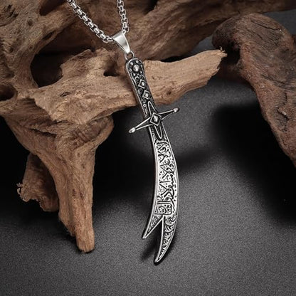 chunky necklace，Islamic Imam Ali Zulfiqar Sword Pendant Necklace for Men and Women Quran Necklace Shia Islamic Muslim Jewelry