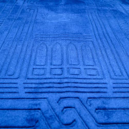 Prayer Rug - Soft Plush Turkish Janamaz Sajada Carpet for Men and Women - Plain Solid Prayer Mat Ramadan Eid Gift - with Prayer Beads - Luxury Floral Stamp, Dark Blue - color: Dark Blue