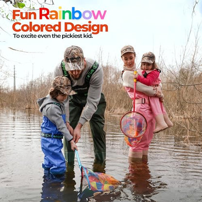 Kids Fishing Net - Extendable Telescopic Landing Net for Boy Girl Children Catching Small Fish Crab Shrimp Minnow Dragonfly Beach Pier Lake River Ocean - color: Style 1 (Red)