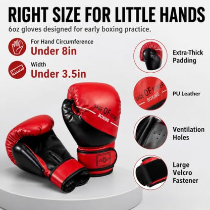 Kids Punching Bag Set Unfilled, Hanging Boxing Bag Kickboxing Bag with Boxing Gloves, Kids Boxing Set for 3-12 Years, for Youth Karate Muay Thai Kick Taekwondo Training