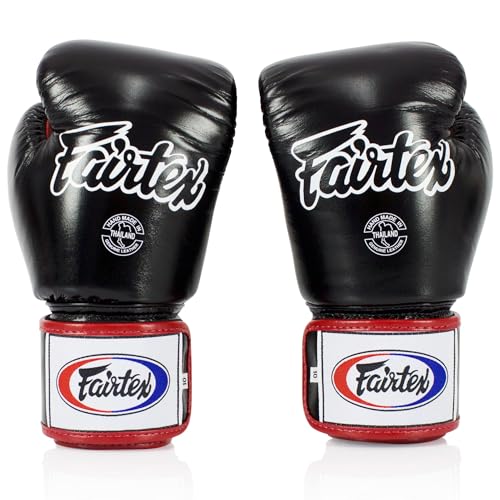 Fairtex BGV1 무에타이 복싱 트레이닝 스파링 장갑 남성, 여성, 아동용 | 프리미엄 품질, 경량 및 충격 흡수 복싱 장갑 - color: 블랙/화이트/레드, size: 16온스