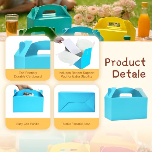 Papertide Blue Gable Box with Handles, 30 Pack 9.45×5×5 inch Sturdy Colorful Cardstock treat Boxes for Christmas Birthday Party Favors, Premium Presentation Boxes with Lids - color: Blue